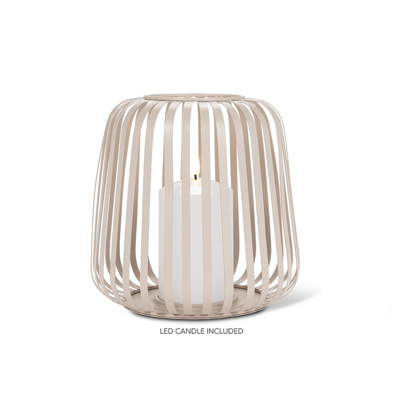 Cage Lantern Sm w/LED Candle - Sand - 6.5 Product Image